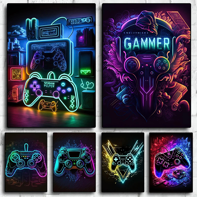 Esports Gaming Youtube - Pôster Moderno Neon Pop Cool para