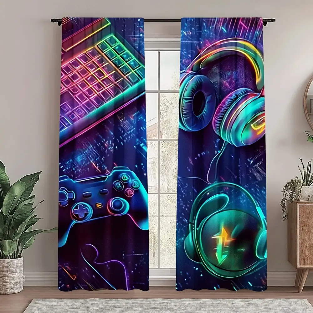 Esports Gaming Youtube - Cortinas Gamer com Teclado Neon e