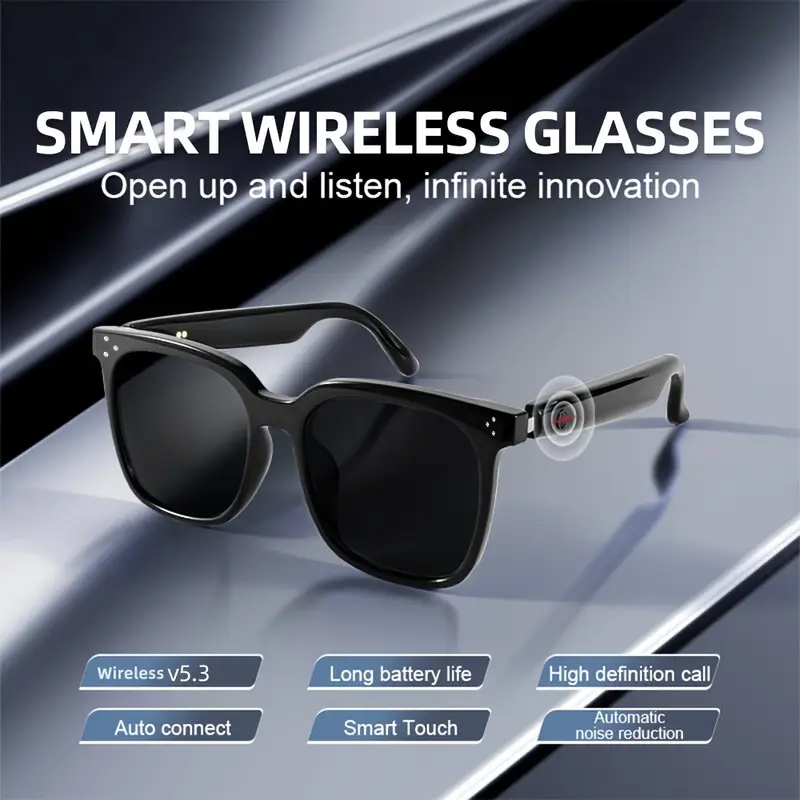 Gaming Glasses Blue - Câmera óculos inteligentes bluetooth chamada assistente