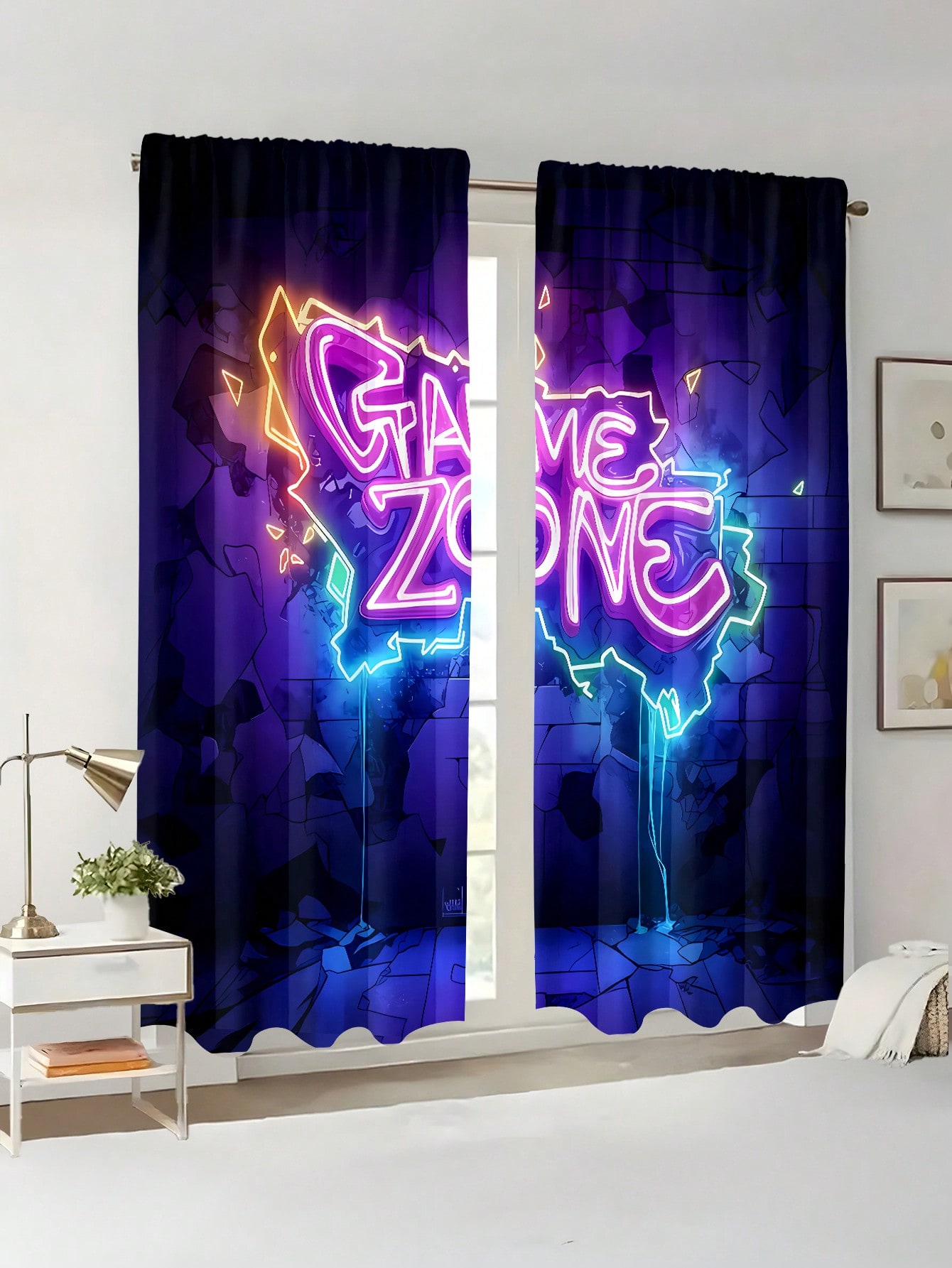 Esports Gaming Youtube - Cortina Neon Game Zone, Cortinas Blackout