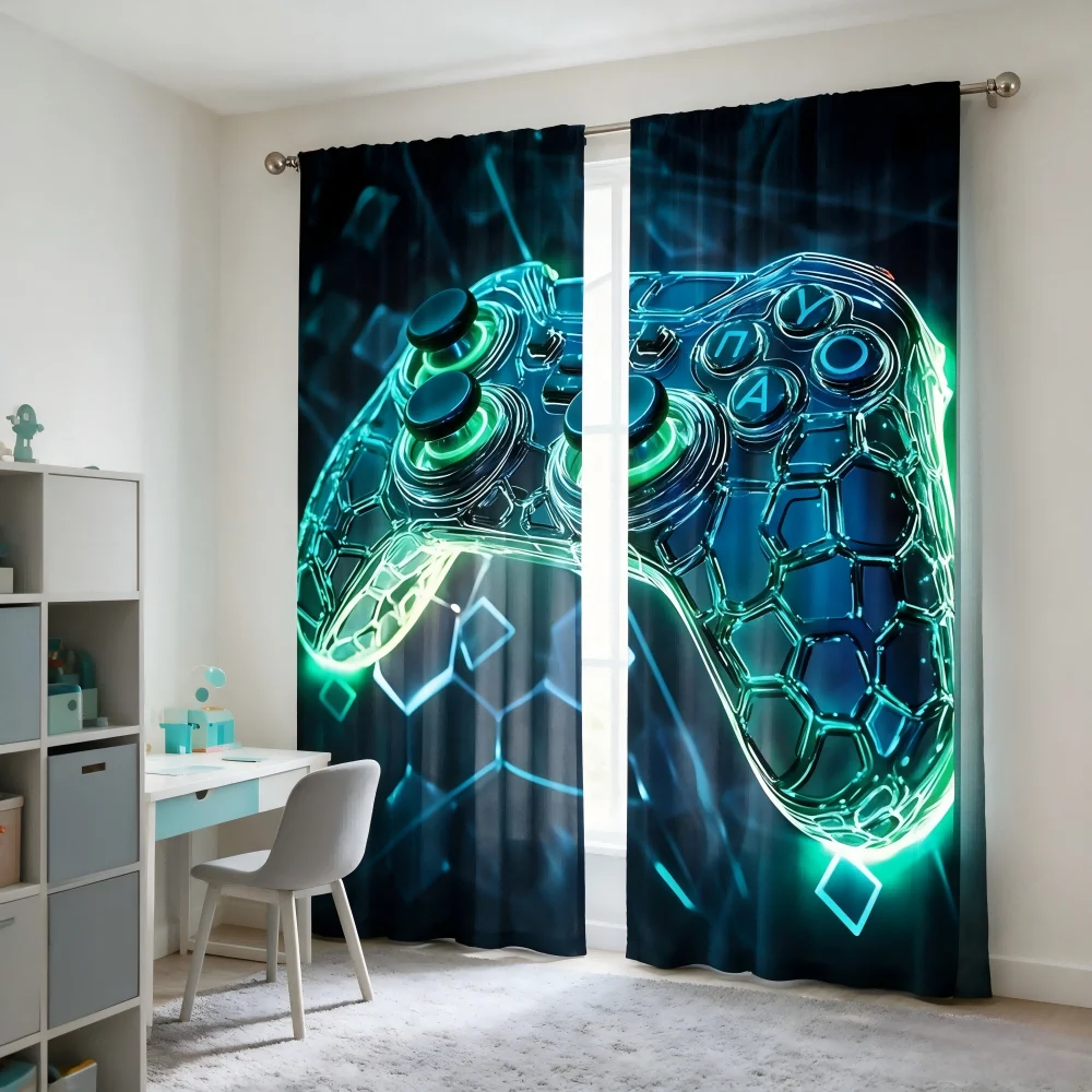 2 Cortinas Digitais Estampadas - Esports Gaming Youtube avaliação e preço