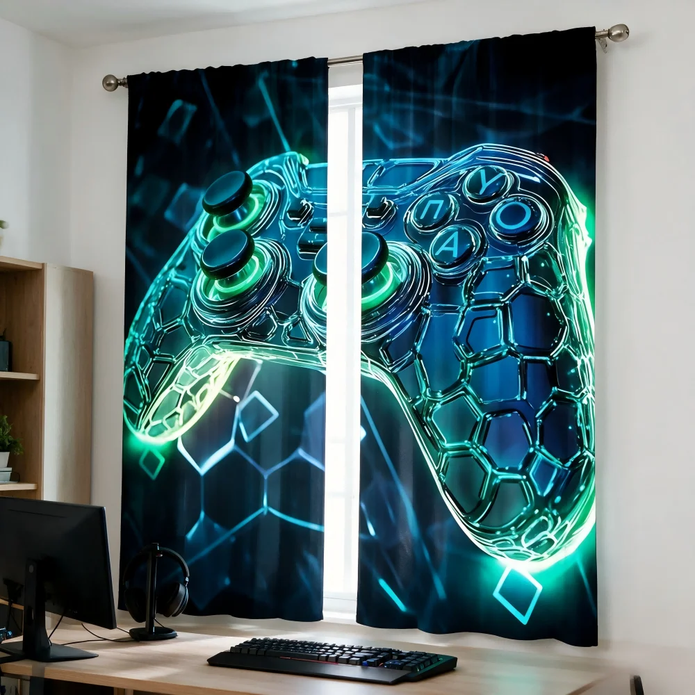 2 Cortinas Digitais Estampadas - Esports Gaming Youtube avaliação e preço