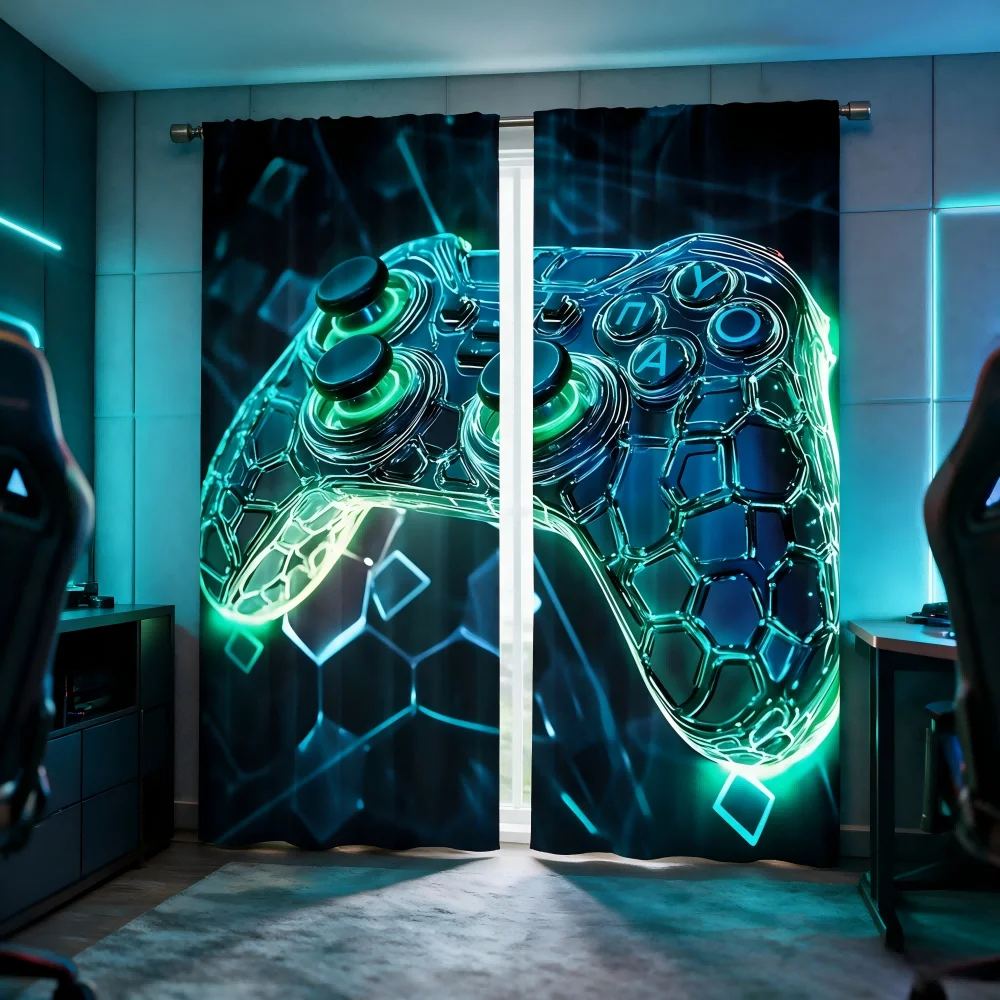 2 Cortinas Digitais Estampadas - Esports Gaming Youtube avaliação e preço