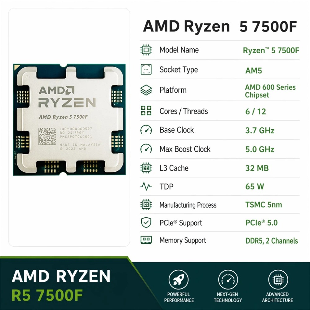 Processador AMD Ryzen 5 7500F  - Esports Gaming Brands avaliação e preço